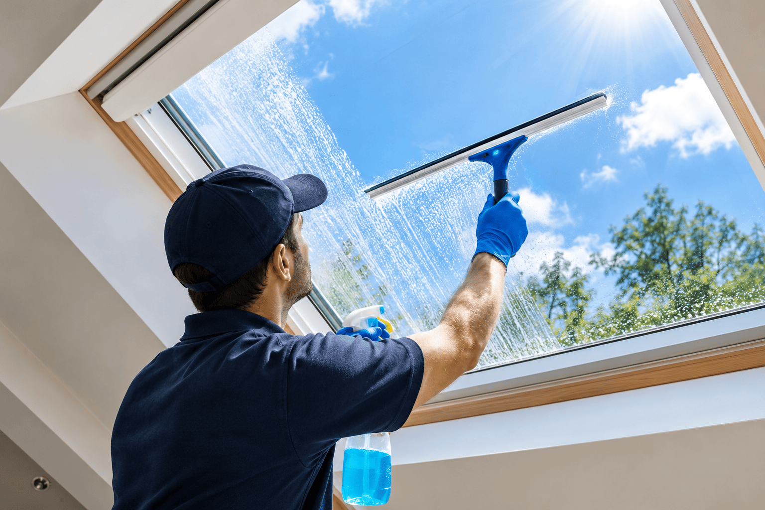 Skylight Cleaning on a Sunny Day